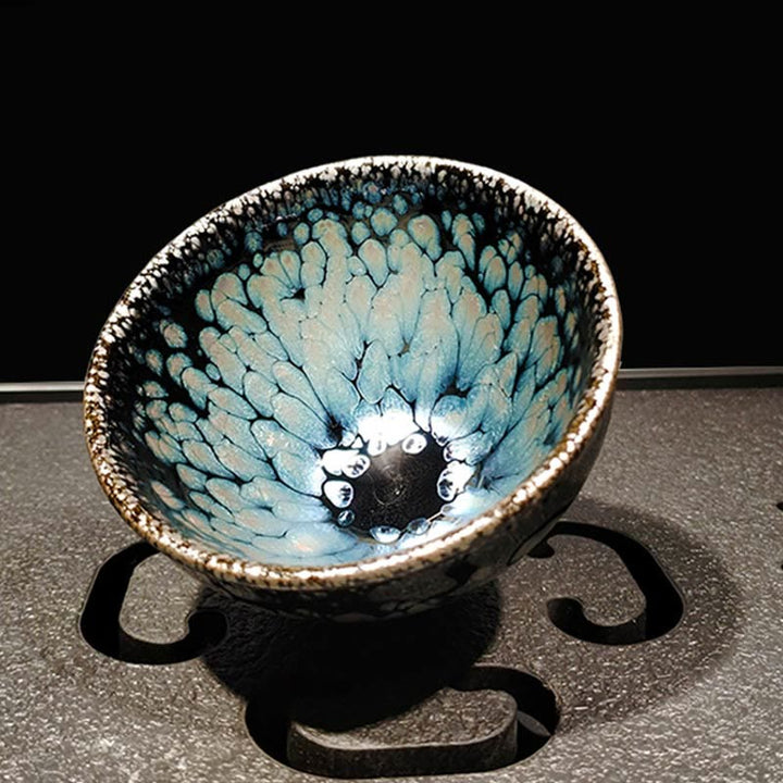 Teetasse Tenmoku Jianzhan Blau Gesprenkelt Keramik