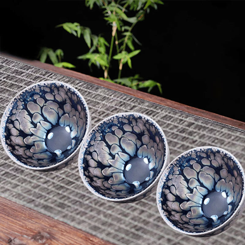 Teetasse Tenmoku Jianzhan Lila Blau Keramik Deko