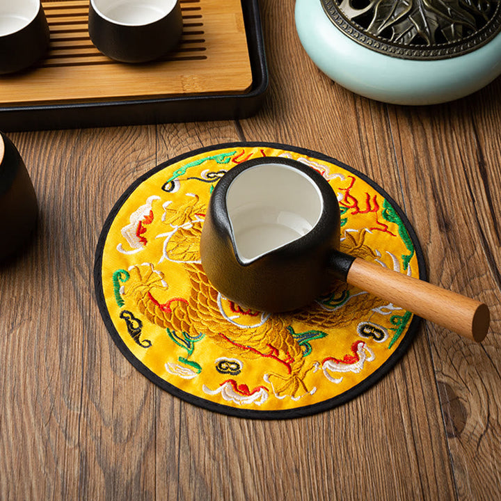 Teetasse Untersetzer Drachen Stickerei Kung Fu