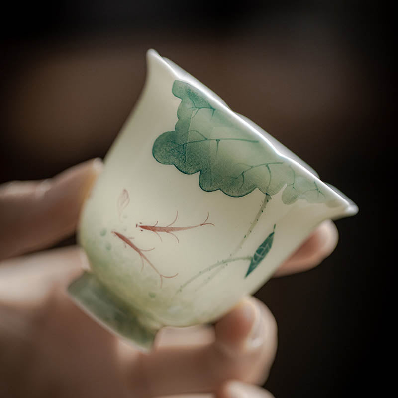 Teetassen Koi Lotus Blatt Keramik Kung Fu Gaiwan