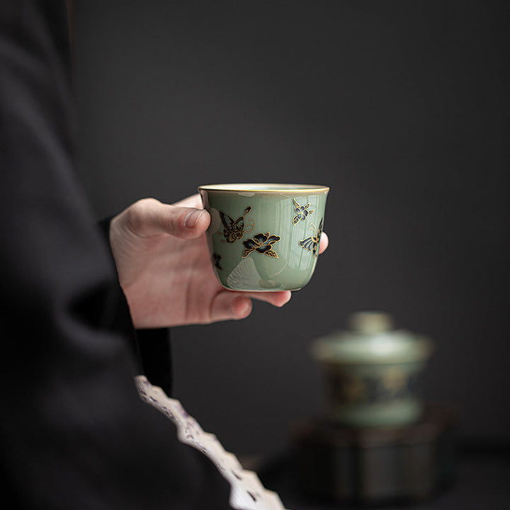 Teetassen Lotus Koi Schmetterling Keramik Gaiwan