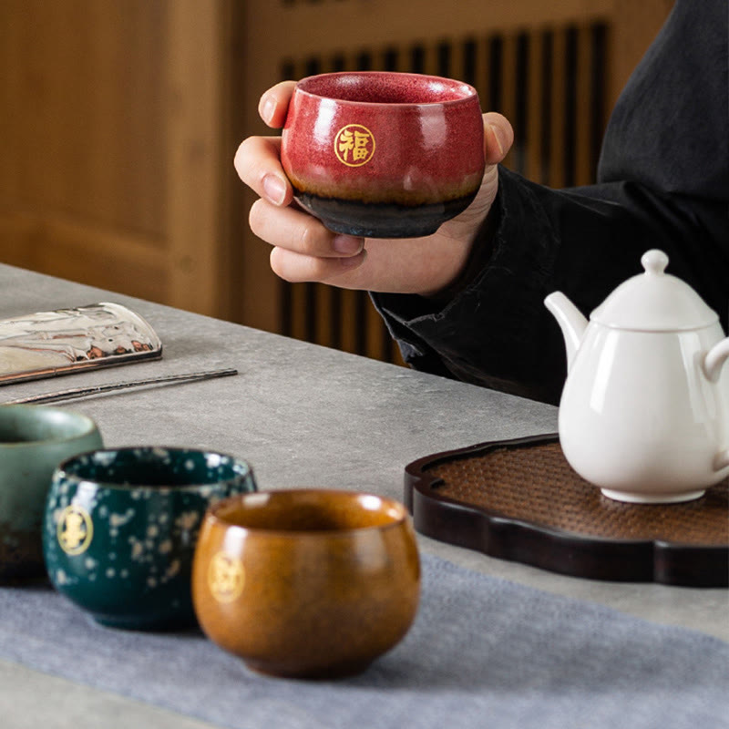 Teetassen Aus Porzellan Fu Zeichen Glück Gaiwan