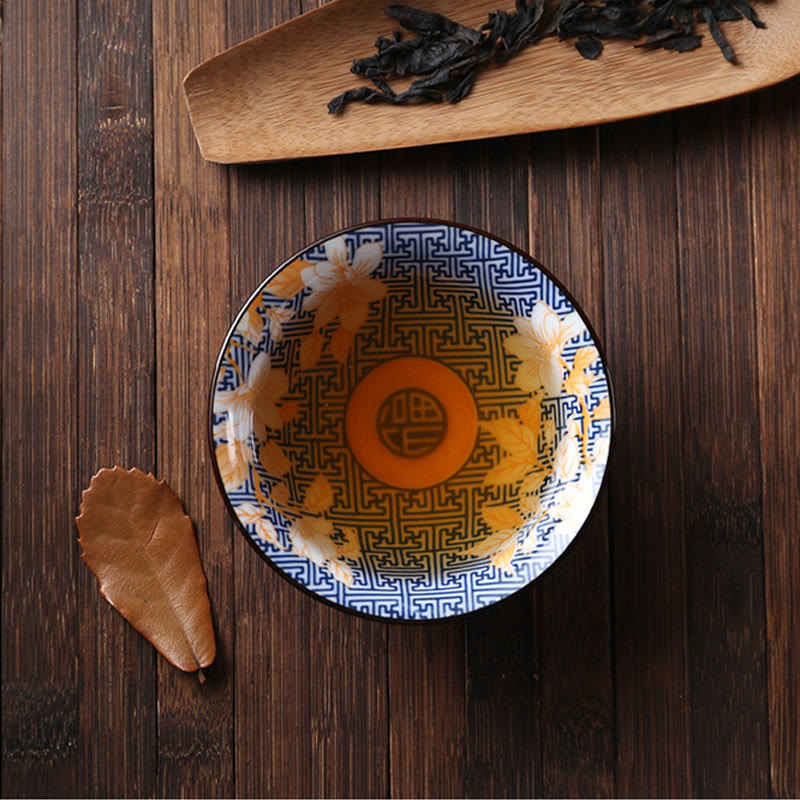 Teetassen Aus Porzellan Fu-Zeichen Lotus Berge Gaiwan