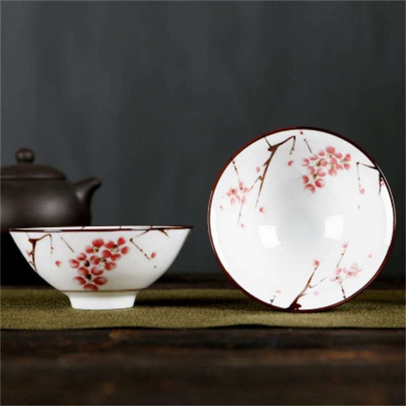 Teetassen Aus Porzellan Fu-Zeichen Lotus Berge Matcha