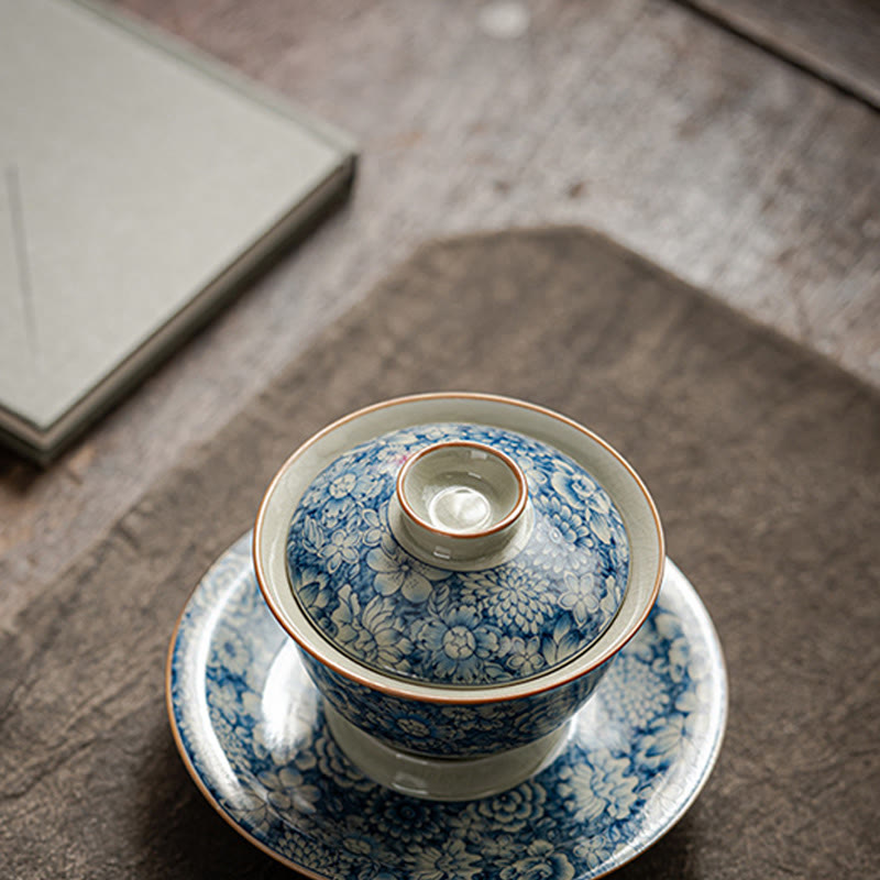 Teetassen Aus Porzellan Gaiwan Pfingstrose Handarbeit