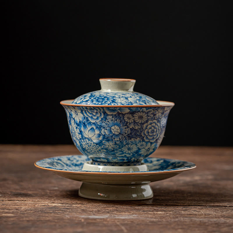 Teetassen Aus Porzellan Gaiwan Pfingstrose Keramik