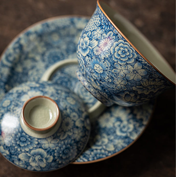 Teetassen Aus Porzellan Gaiwan Pfingstrose Matcha