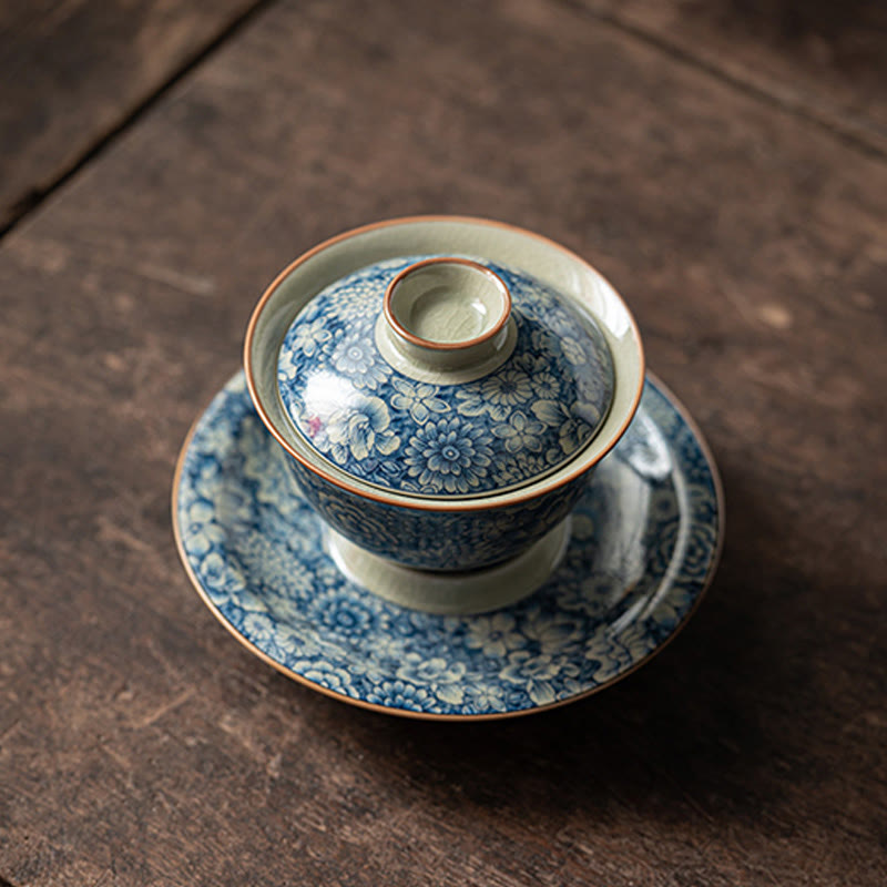 Teetassen Aus Porzellan Gaiwan Pfingstrose Teezeremonie