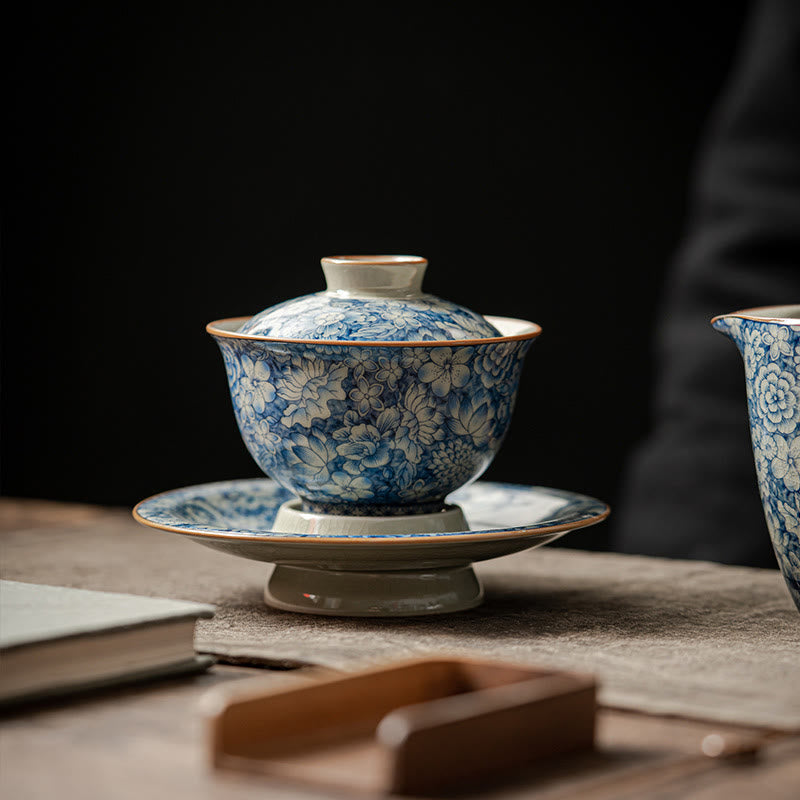 Teetassen Aus Porzellan Gaiwan Pfingstrose