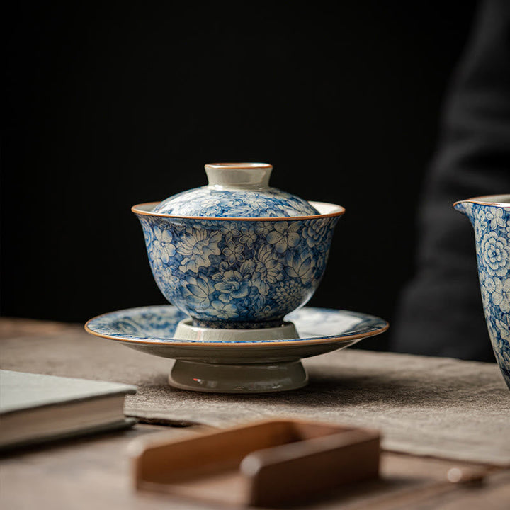 Teetassen Aus Porzellan Gaiwan Pfingstrose