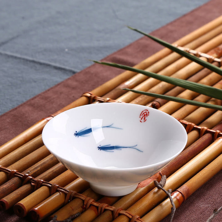 Teetassen Aus Porzellan Koi Blau Weiß Jingdezhen Deko