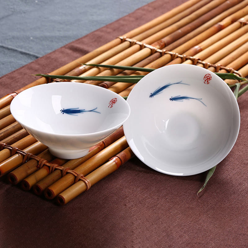 Teetassen Aus Porzellan Koi Blau Weiß Jingdezhen Gaiwan