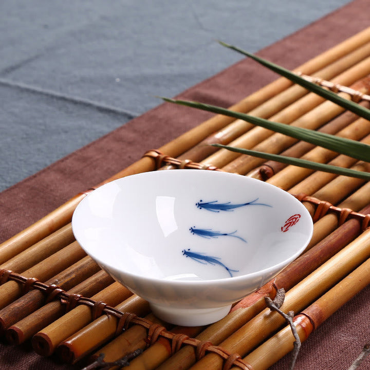 Teetassen Aus Porzellan Koi Blau Weiß Jingdezhen Geschenk