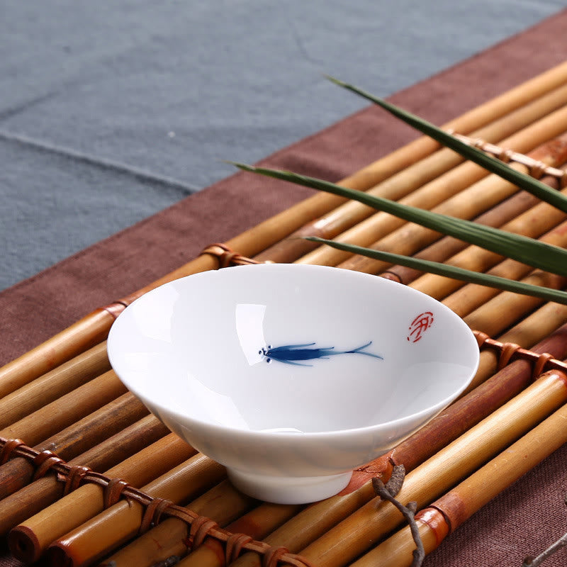 Teetassen Aus Porzellan Koi Blau Weiß Jingdezhen Keramik