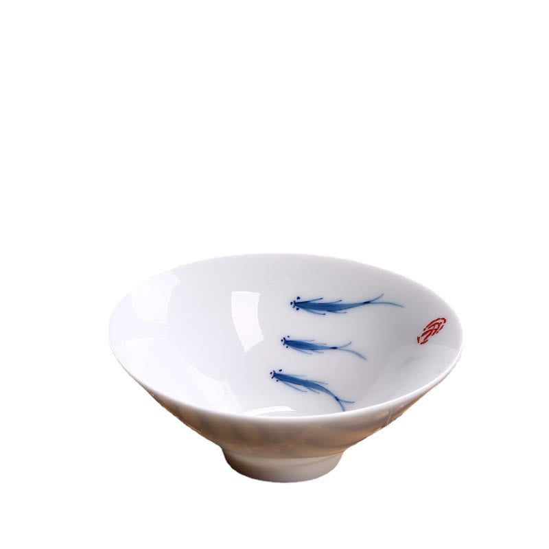 Teetassen Aus Porzellan Koi Blau Weiß Jingdezhen Matcha