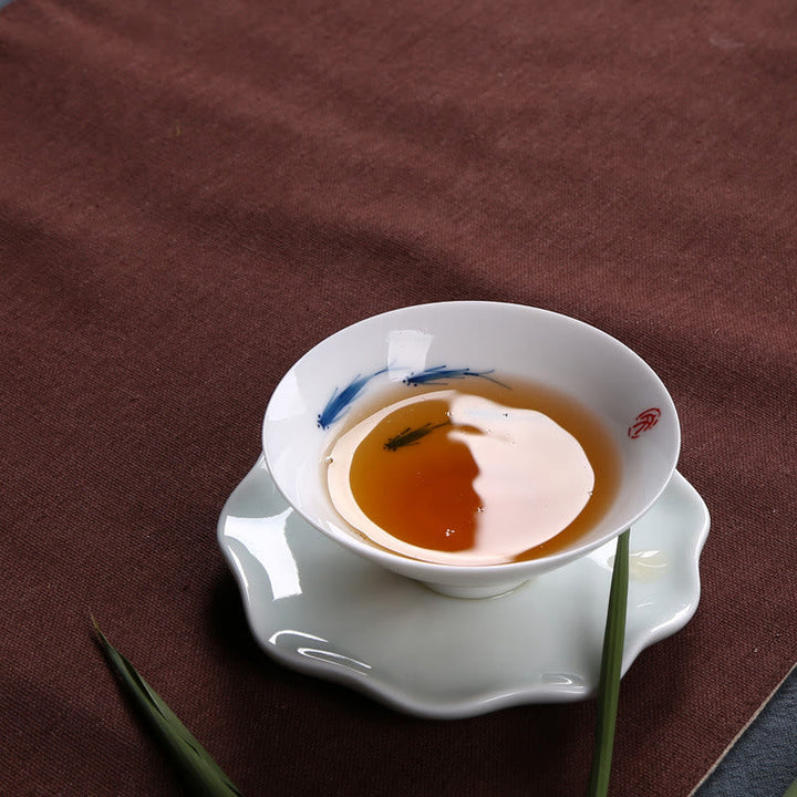 Teetassen Aus Porzellan Koi Blau Weiß Jingdezhen Teezeremonie