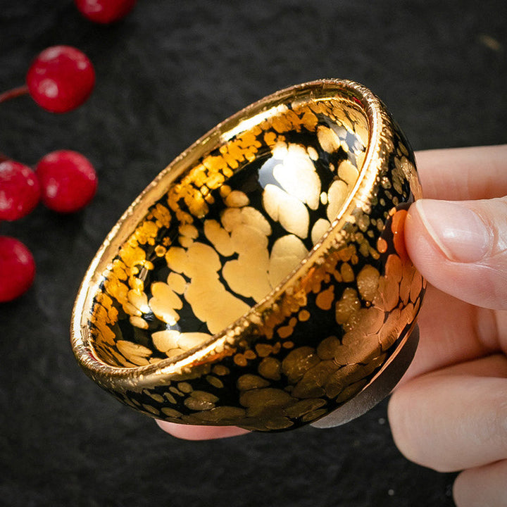 Teetassen Keramik Gold Jianzhan Kung Fu Gaiwan