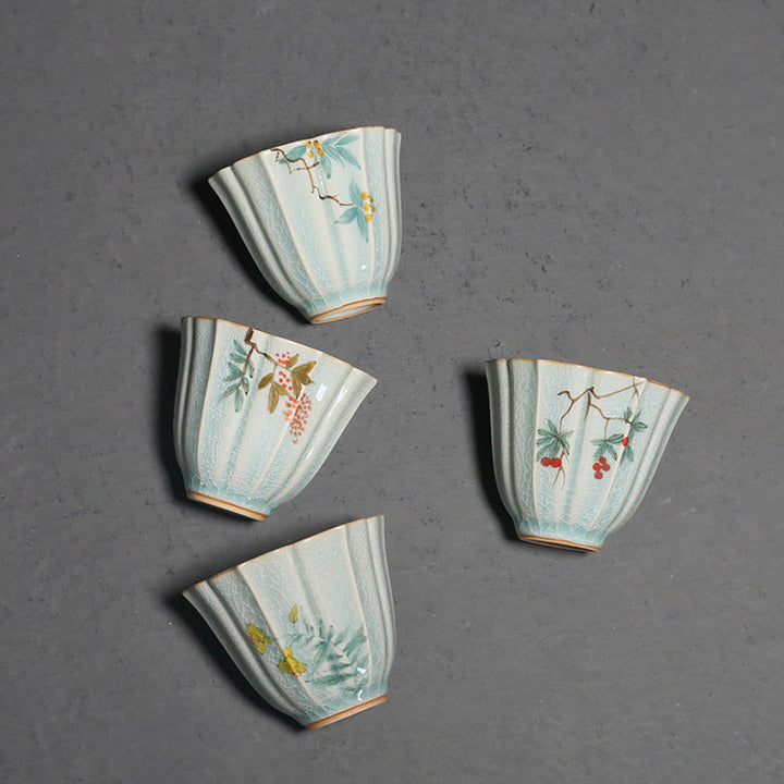 Teetassen Keramik Weißdorn Trichterwinde Gaiwan