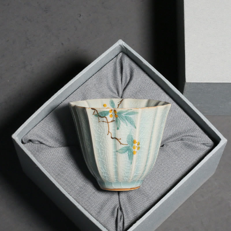 Teetassen Keramik Weißdorn Trichterwinde Geschenk