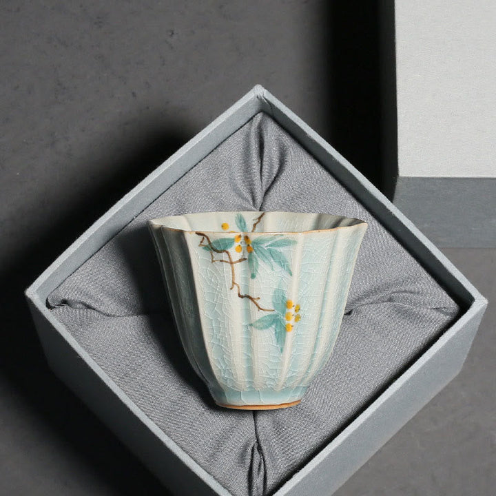 Teetassen Keramik Weißdorn Trichterwinde Geschenk