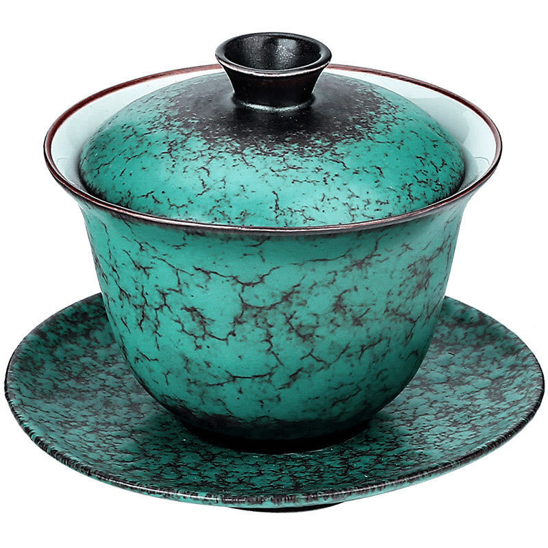 Teetassen Mit Deckel Gaiwan Grün Glasur Sancai Teezeremonie