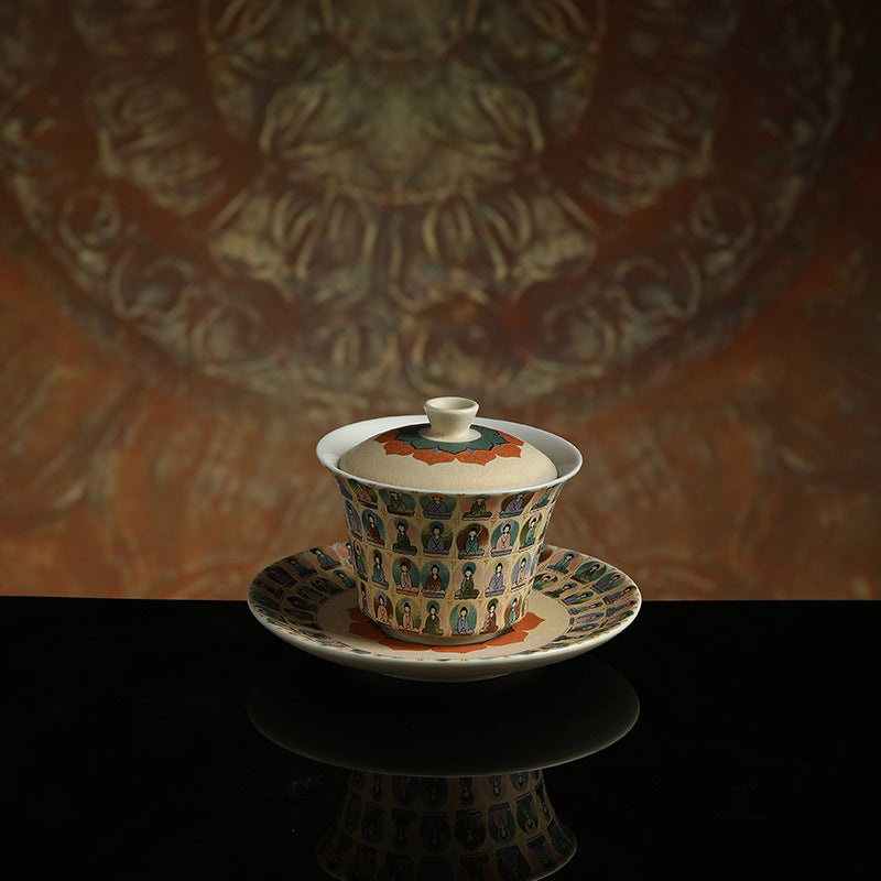 Teetassen Mit Deckel Dunhuang Apsara Gaiwan Keramik
