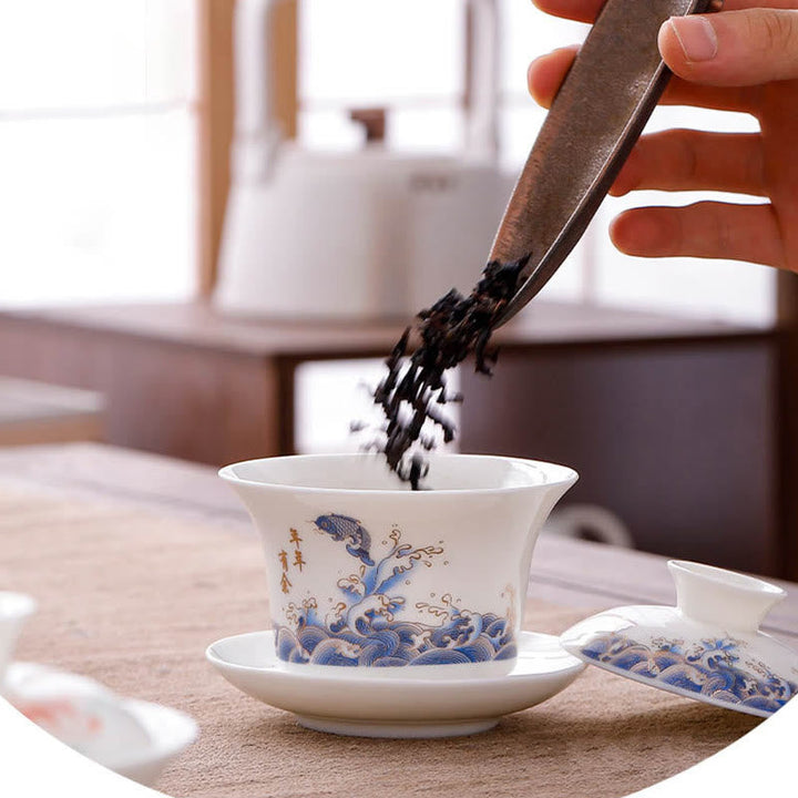 Teetassen Mit Untertasse Gaiwan Berge Porzellan Deko