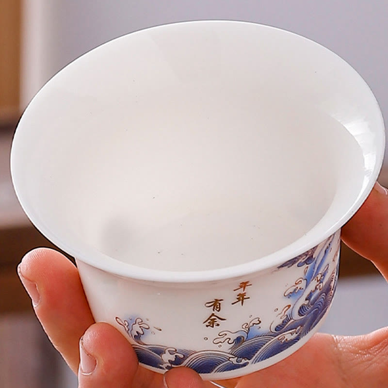 Teetassen Mit Untertasse Gaiwan Berge Porzellan Handarbeit