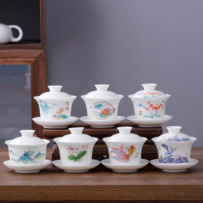 Teetassen Mit Untertasse Gaiwan Berge Porzellan Keramik