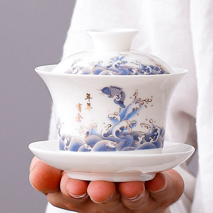 Teetassen Mit Untertasse Gaiwan Berge Porzellan Matcha