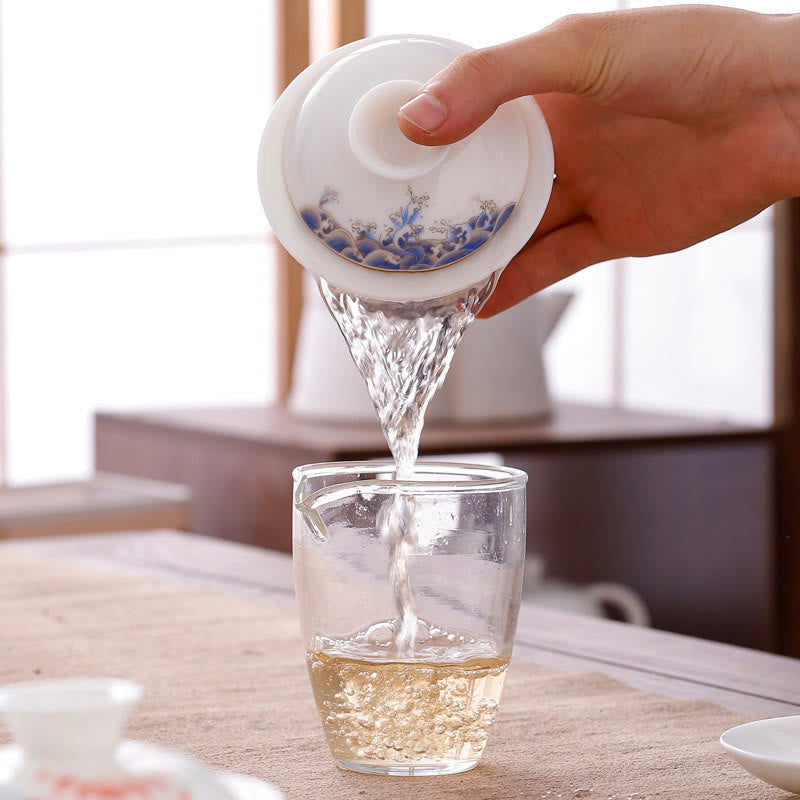 Teetassen Mit Untertasse Gaiwan Berge Porzellan Teezeremonie