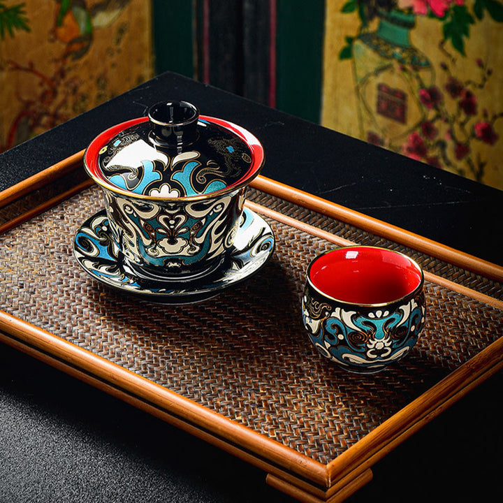Teetassen Mit Untertassen Gaiwan Peking Oper Geschenk