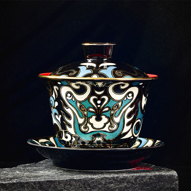 Teetassen Mit Untertassen Gaiwan Peking Oper Keramik