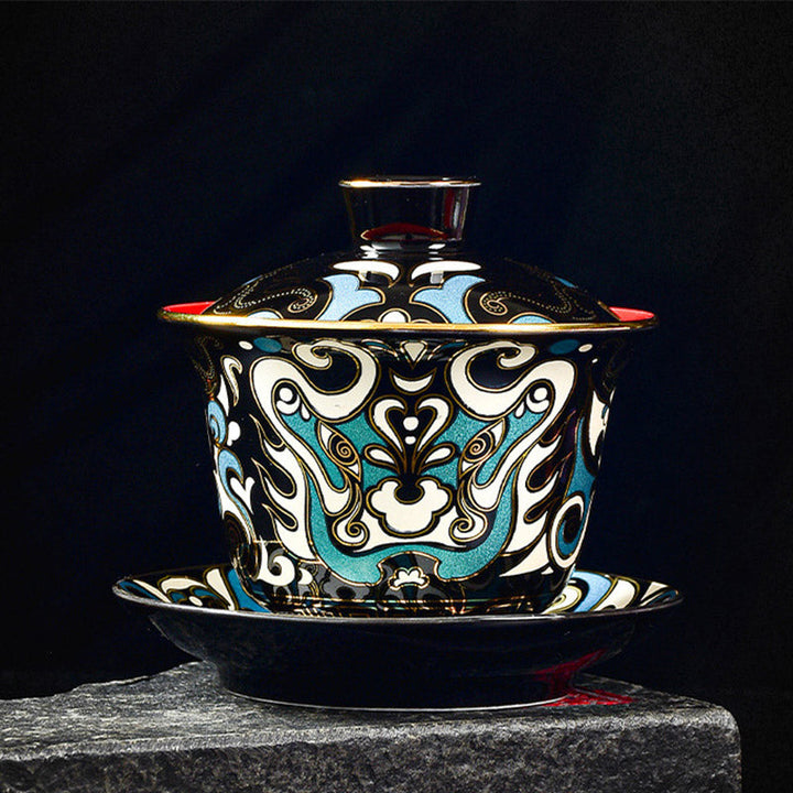 Teetassen Mit Untertassen Gaiwan Peking Oper Keramik