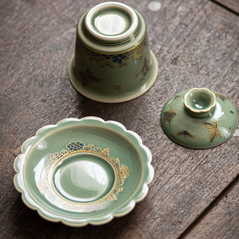 Teetassen Mit Untertassen Gaiwan Blume Geschenk