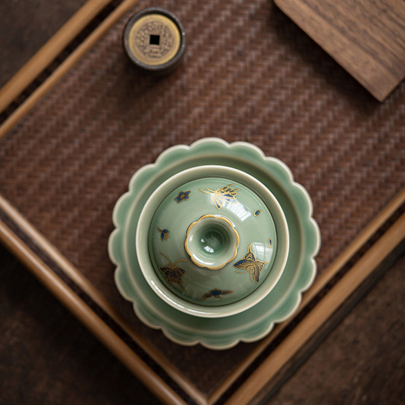 Teetassen Mit Untertassen Gaiwan Blume Teezeremonie