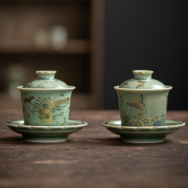 Teetassen Mit Untertassen Gaiwan Blume