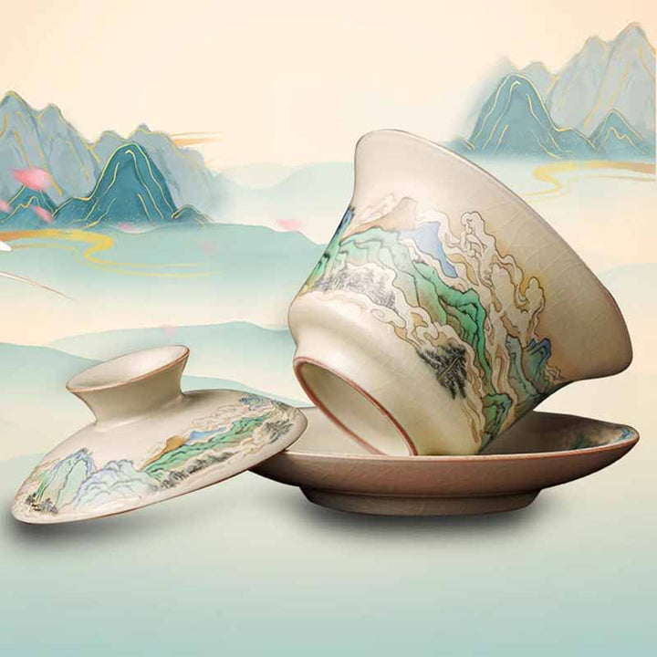 Teetassen Mit Untertassen Gaiwan Sancai Keramik Matcha