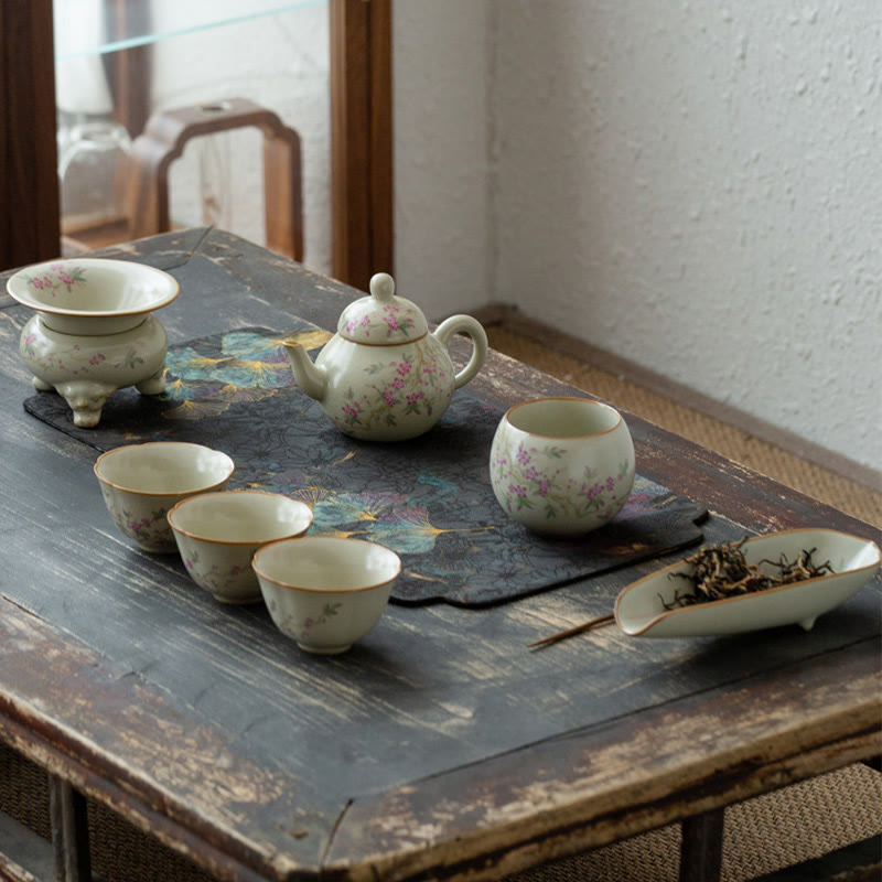 Teetassen Porzellan Pfirsichblüte Gänseblümchen Gaiwan
