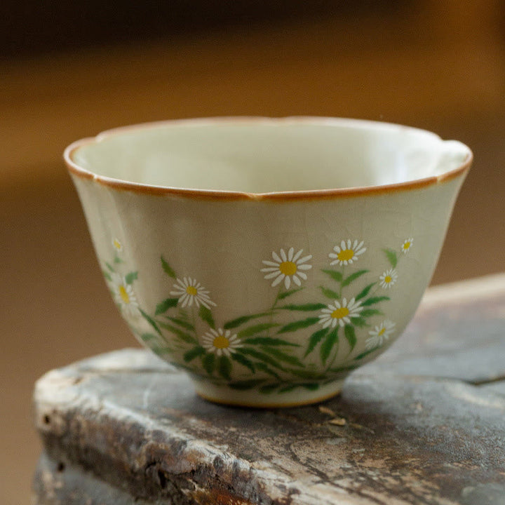 Teetassen Porzellan Pfirsichblüte Gänseblümchen Geschenk
