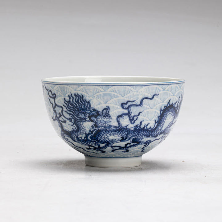 Teetassen Porzellan Drache Blau Deko