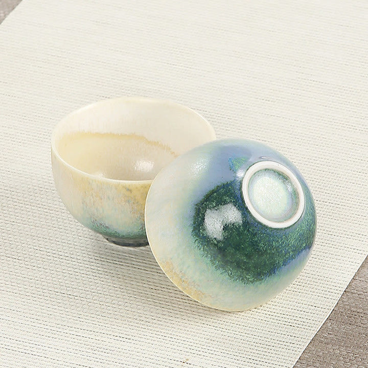 Teetassen Set Keramik Grün Kung Fu Matcha