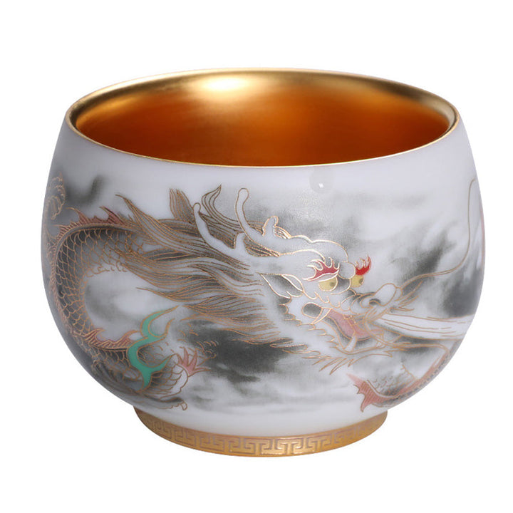 Teetassen Weiß Drache Kürbis Porzellan Matcha