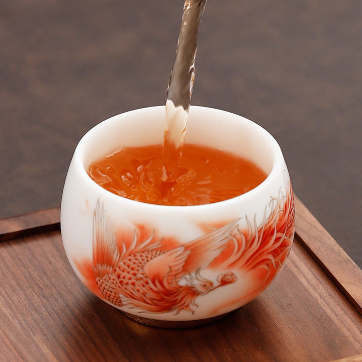Teetassen Weiß Phönix Porzellan Kung Fu Geschenk