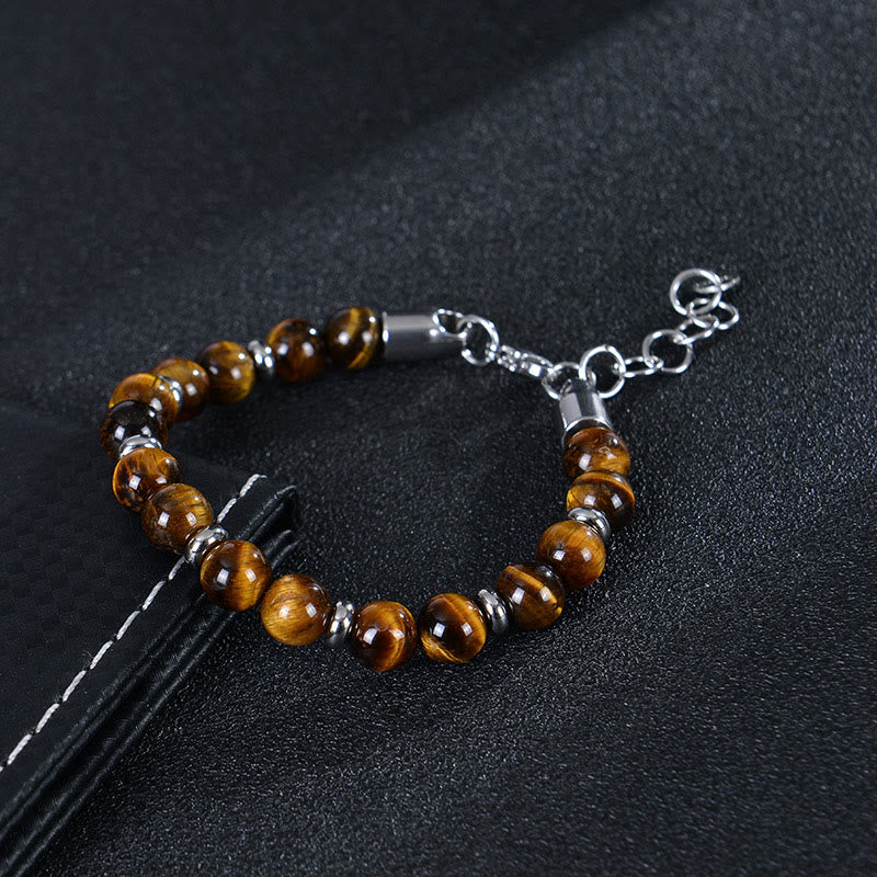 Armband Tigerauge Tiger Various Schutz Perlen Edelstahl Kette Handgelenk Schmuck