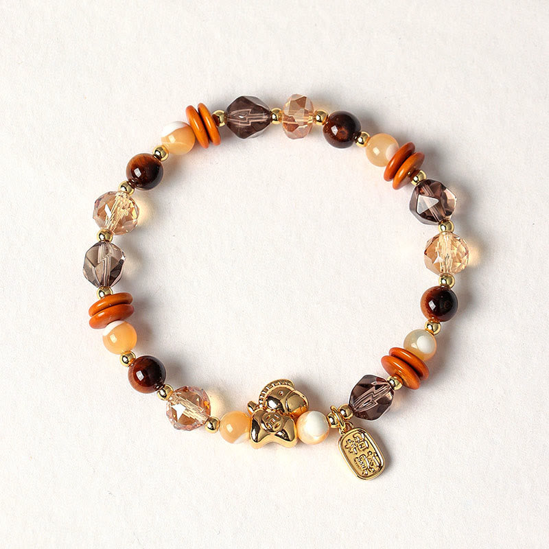 Armband Tigerauge Obsidian Pixiu Anhänger Glück Wohlstand Energie Schutz Handgelenk