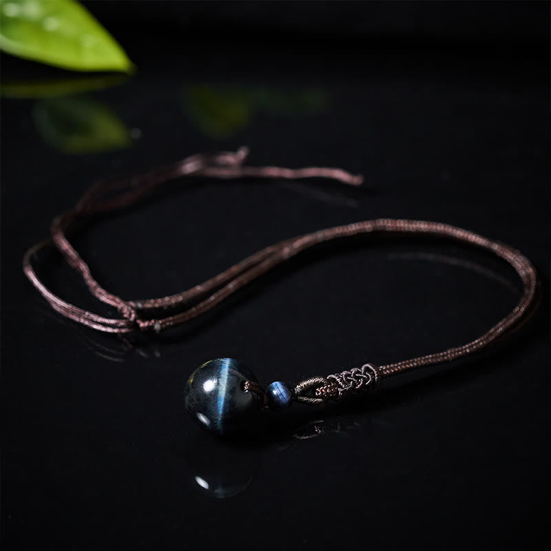 Tigerauge Obsidian Kette mit Naturstein Anhänger dunkler Schmuck elegant
