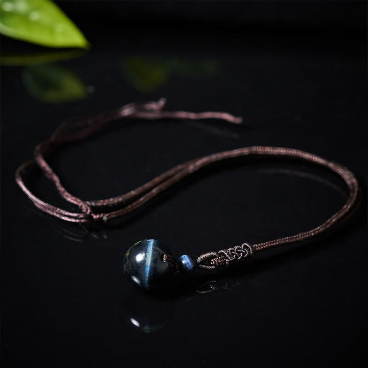 Tigerauge Obsidian Kette mit Naturstein Anhänger dunkler Schmuck elegant