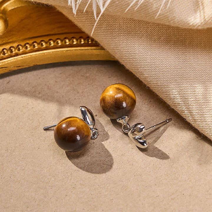 Ohrringe Tigerauge Herz Kupfer Boho Schmuck spirituell elegante Ohrstecker
