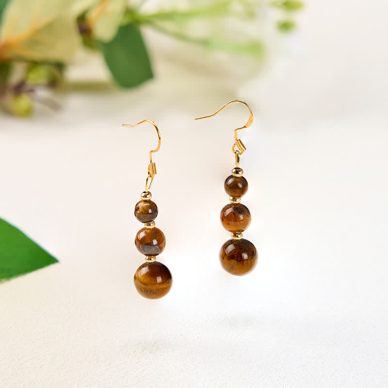 Ohrringe Tigerauge Perlen – Stärke goldene Ohrhänger Boho Schmuck spirituell